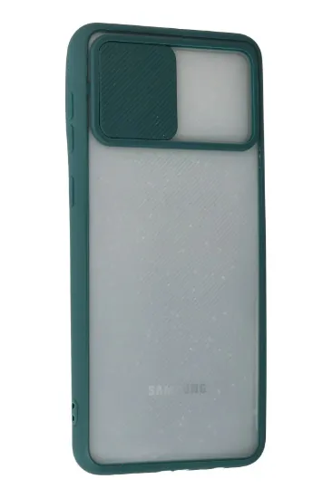 Newface Samsung Galaxy A02 Kılıf Palm Buzlu Kamera Sürgülü Silikon - Yeşil resmi