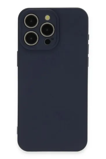 Newface iPhone 15 Pro Max Kılıf Nano içi Kadife Silikon - Lacivert resmi