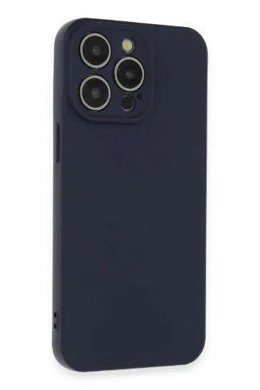 Newface iPhone 15 Pro Max Kılıf Nano içi Kadife Silikon - Lacivert resmi