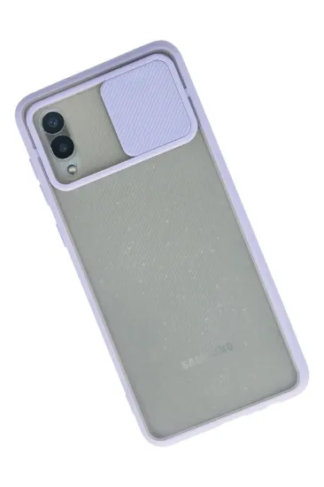 Newface Samsung Galaxy A02 Kılıf Palm Buzlu Kamera Sürgülü Silikon - Lila resmi