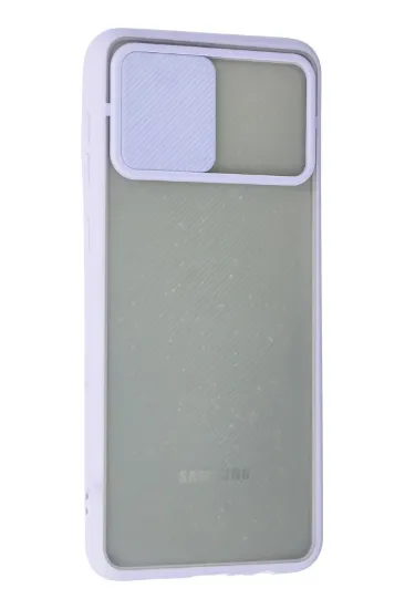 Newface Samsung Galaxy A02 Kılıf Palm Buzlu Kamera Sürgülü Silikon - Lila resmi