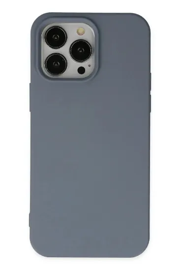 Newface iPhone 15 Pro Max Kılıf Nano içi Kadife Silikon - Gri resmi