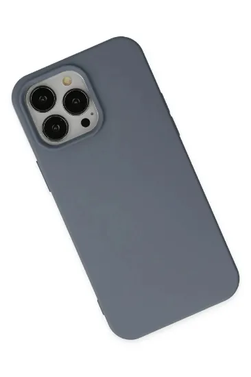 Newface iPhone 15 Pro Max Kılıf Nano içi Kadife Silikon - Gri resmi
