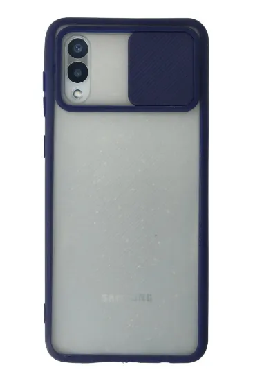 Newface Samsung Galaxy A02 Kılıf Palm Buzlu Kamera Sürgülü Silikon - Lacivert resmi