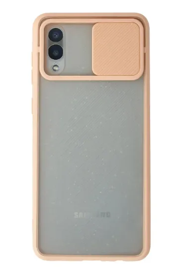 Newface Samsung Galaxy A02 Kılıf Palm Buzlu Kamera Sürgülü Silikon - Pembe resmi