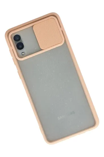 Newface Samsung Galaxy A02 Kılıf Palm Buzlu Kamera Sürgülü Silikon - Pembe resmi