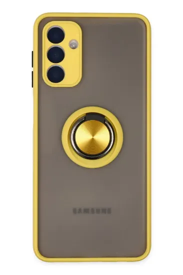 Newface Samsung Galaxy A04S Kılıf Montreal Yüzüklü Silikon Kapak - Sarı resmi