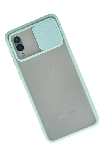 Newface Samsung Galaxy A02 Kılıf Palm Buzlu Kamera Sürgülü Silikon - Turkuaz resmi
