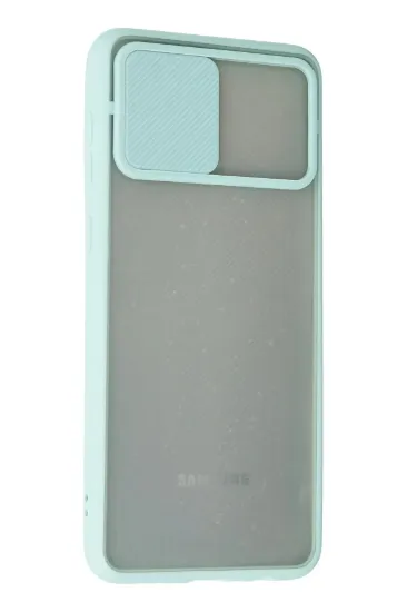 Newface Samsung Galaxy A02 Kılıf Palm Buzlu Kamera Sürgülü Silikon - Turkuaz resmi