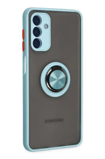 Newface Samsung Galaxy A04S Kılıf Montreal Yüzüklü Silikon Kapak - Buz Mavi resmi