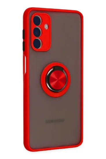 Newface Samsung Galaxy A04S Kılıf Montreal Yüzüklü Silikon Kapak - Kırmızı resmi
