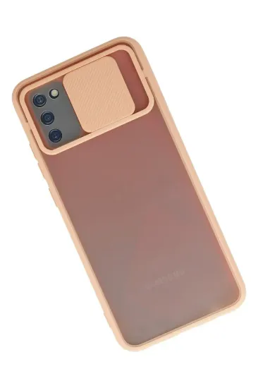 Newface Samsung Galaxy A02S Kılıf Palm Buzlu Kamera Sürgülü Silikon - Pembe resmi