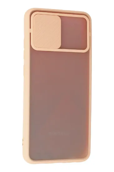 Newface Samsung Galaxy A02S Kılıf Palm Buzlu Kamera Sürgülü Silikon - Pembe resmi