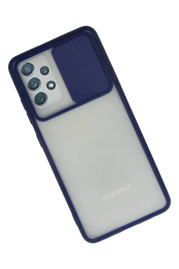 Newface Samsung Galaxy A32 Kılıf Palm Buzlu Kamera Sürgülü Silikon - Lacivert resmi