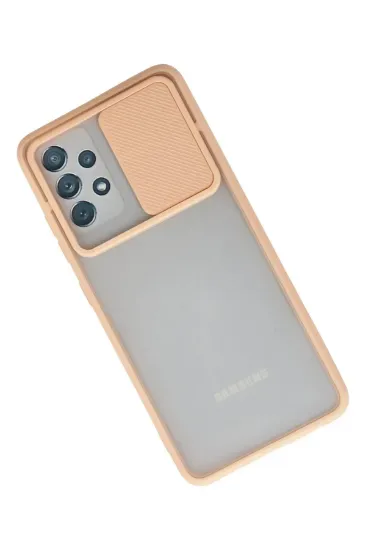 Newface Samsung Galaxy A32 Kılıf Palm Buzlu Kamera Sürgülü Silikon - Pembe resmi
