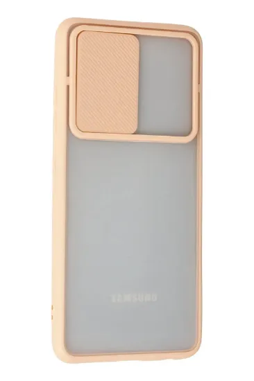 Newface Samsung Galaxy A32 Kılıf Palm Buzlu Kamera Sürgülü Silikon - Pembe resmi