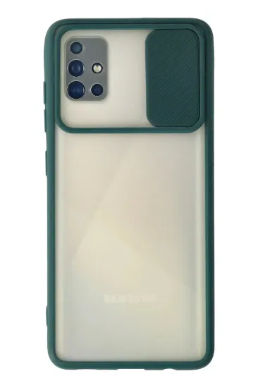 Newface Samsung Galaxy A51 Kılıf Palm Buzlu Kamera Sürgülü Silikon - Yeşil resmi