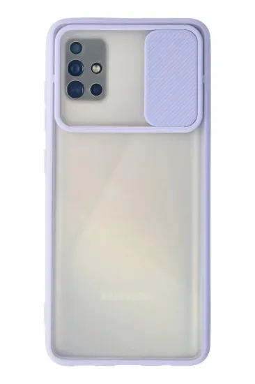 Newface Samsung Galaxy A51 Kılıf Palm Buzlu Kamera Sürgülü Silikon - Lila resmi