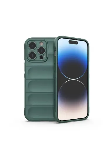 Newface iPhone 15 Pro Max Kılıf Optimum Silikon - Koyu Yeşil resmi