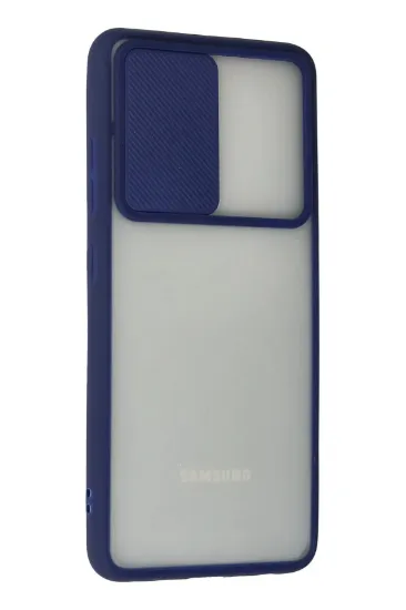 Newface Samsung Galaxy A52 Kılıf Palm Buzlu Kamera Sürgülü Silikon - Lacivert resmi
