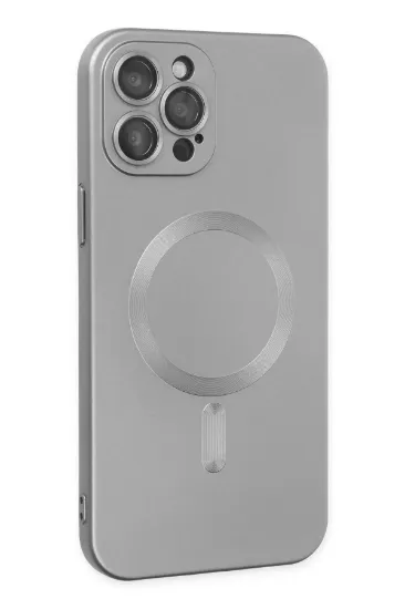 Newface iPhone 12 Pro Max Kılıf Moshi Lens Magneticsafe Silikon - Gümüş resmi