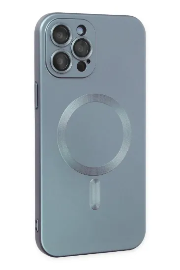 Newface iPhone 12 Pro Max Kılıf Moshi Lens Magneticsafe Silikon - Sierra Blue resmi