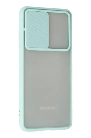 Newface Samsung Galaxy A52 Kılıf Palm Buzlu Kamera Sürgülü Silikon - Turkuaz resmi
