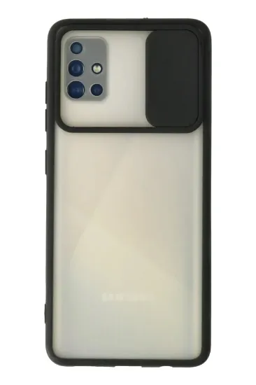 Newface Samsung Galaxy A71 Kılıf Palm Buzlu Kamera Sürgülü Silikon - Siyah resmi