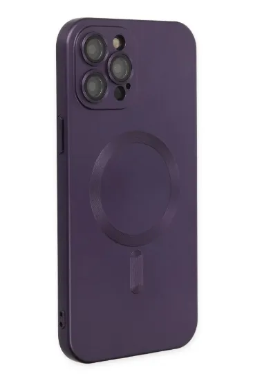 Newface iPhone 12 Pro Max Kılıf Moshi Lens Magneticsafe Silikon - Mor resmi