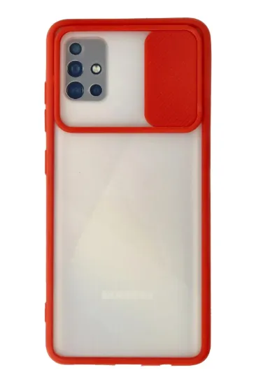 Newface Samsung Galaxy A71 Kılıf Palm Buzlu Kamera Sürgülü Silikon - Kırmızı resmi