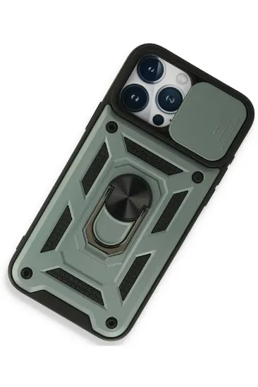 Newface iPhone 15 Pro Kılıf Pars Lens Yüzüklü Silikon - Yeşil resmi