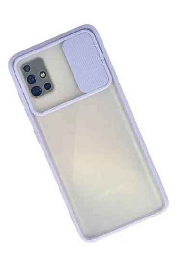 Newface Samsung Galaxy A71 Kılıf Palm Buzlu Kamera Sürgülü Silikon - Lila resmi