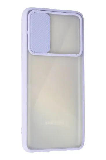 Newface Samsung Galaxy A71 Kılıf Palm Buzlu Kamera Sürgülü Silikon - Lila resmi