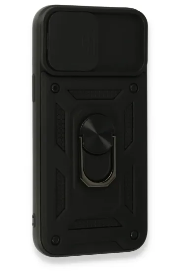 Newface iPhone 15 Pro Max Kılıf Pars Lens Yüzüklü Silikon - Siyah resmi