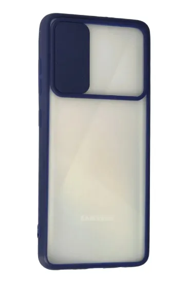 Newface Samsung Galaxy A71 Kılıf Palm Buzlu Kamera Sürgülü Silikon - Lacivert resmi