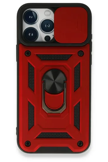 Newface iPhone 15 Pro Max Kılıf Pars Lens Yüzüklü Silikon - Kırmızı resmi