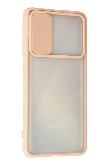 Newface Samsung Galaxy A71 Kılıf Palm Buzlu Kamera Sürgülü Silikon - Pembe resmi