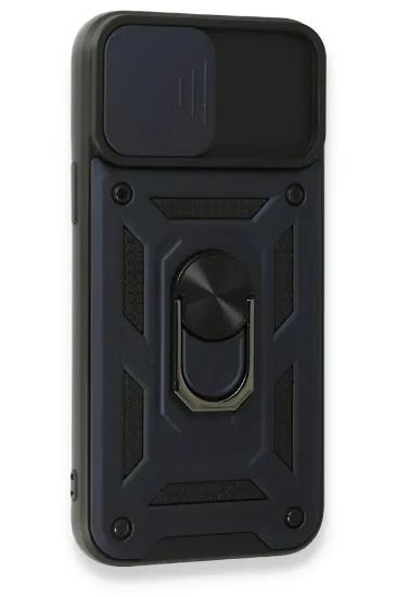 Newface iPhone 15 Pro Max Kılıf Pars Lens Yüzüklü Silikon - Lacivert resmi