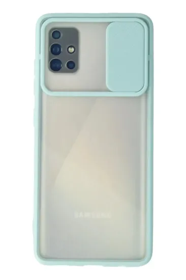 Newface Samsung Galaxy A71 Kılıf Palm Buzlu Kamera Sürgülü Silikon - Turkuaz resmi
