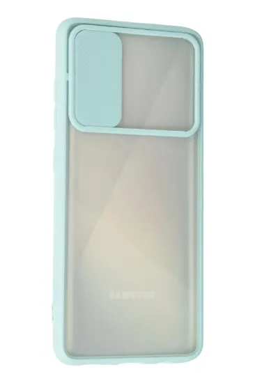 Newface Samsung Galaxy A71 Kılıf Palm Buzlu Kamera Sürgülü Silikon - Turkuaz resmi