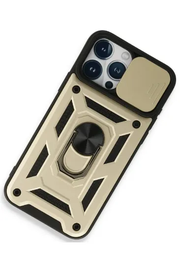 Newface iPhone 15 Pro Max Kılıf Pars Lens Yüzüklü Silikon - Gold resmi