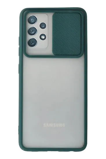 Newface Samsung Galaxy A72 Kılıf Palm Buzlu Kamera Sürgülü Silikon - Yeşil resmi