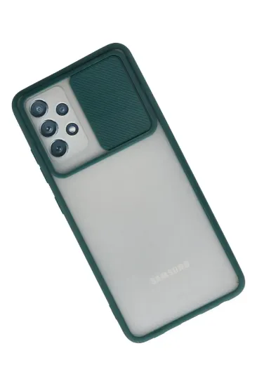Newface Samsung Galaxy A72 Kılıf Palm Buzlu Kamera Sürgülü Silikon - Yeşil resmi