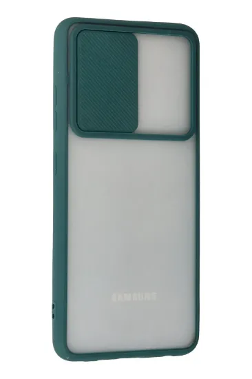 Newface Samsung Galaxy A72 Kılıf Palm Buzlu Kamera Sürgülü Silikon - Yeşil resmi