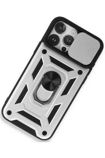 Newface iPhone 15 Pro Max Kılıf Pars Lens Yüzüklü Silikon - Gümüş resmi