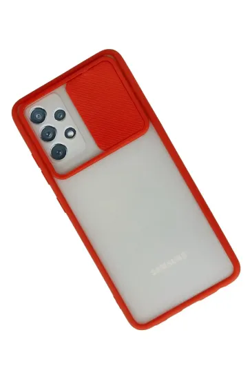 Newface Samsung Galaxy A72 Kılıf Palm Buzlu Kamera Sürgülü Silikon - Kırmızı resmi