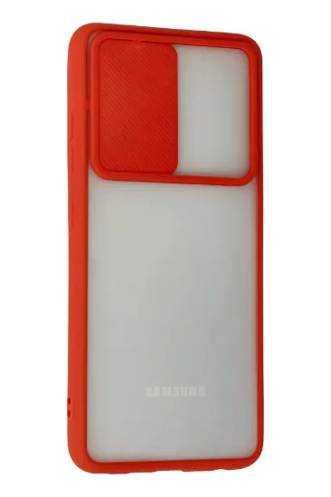 Newface Samsung Galaxy A72 Kılıf Palm Buzlu Kamera Sürgülü Silikon - Kırmızı resmi