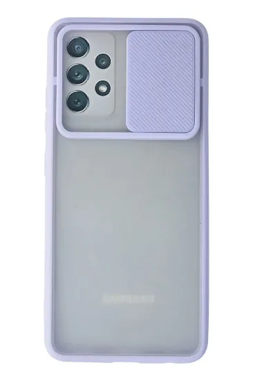 Newface Samsung Galaxy A72 Kılıf Palm Buzlu Kamera Sürgülü Silikon - Lila resmi