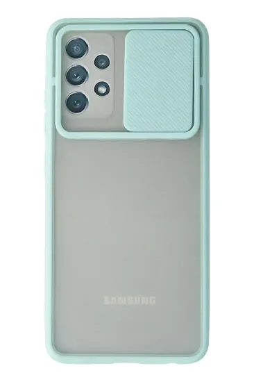 Newface Samsung Galaxy A72 Kılıf Palm Buzlu Kamera Sürgülü Silikon - Turkuaz resmi