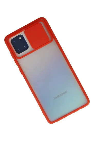 Newface Samsung Galaxy A81 / Note 10 Lite Kılıf Palm Buzlu Kamera Sürgülü Silikon - Kırmızı resmi